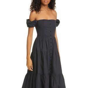 NWT STAUD Elio Off-the-shoulder Midi Dress Size 2